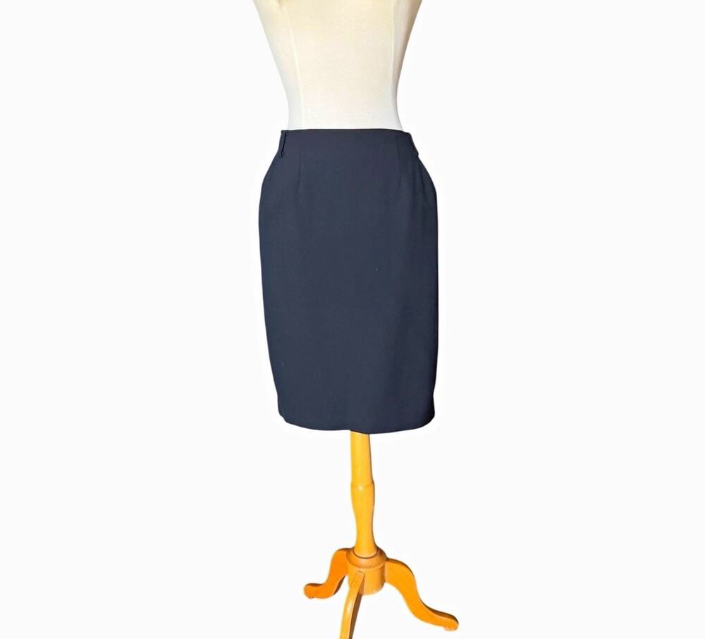 DKNY Vintage Black Wool Pencil Skirt Size 12 Pockets Belt Loops Career Classic